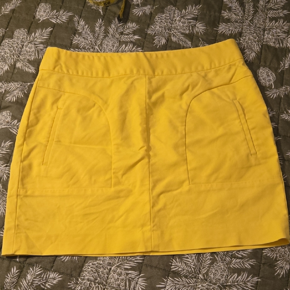 Banana Republic Yellow Pencil Mini Skirt With Pockets